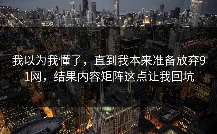 我以为我懂了，直到我本来准备放弃91网，结果内容矩阵这点让我回坑