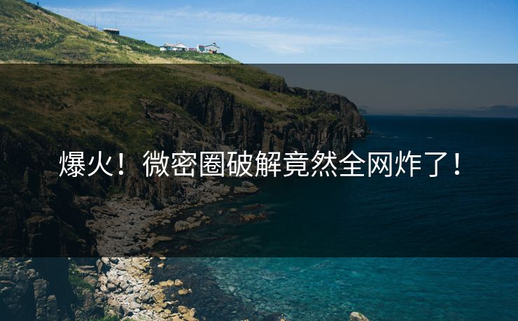 爆火！微密圈破解竟然全网炸了！