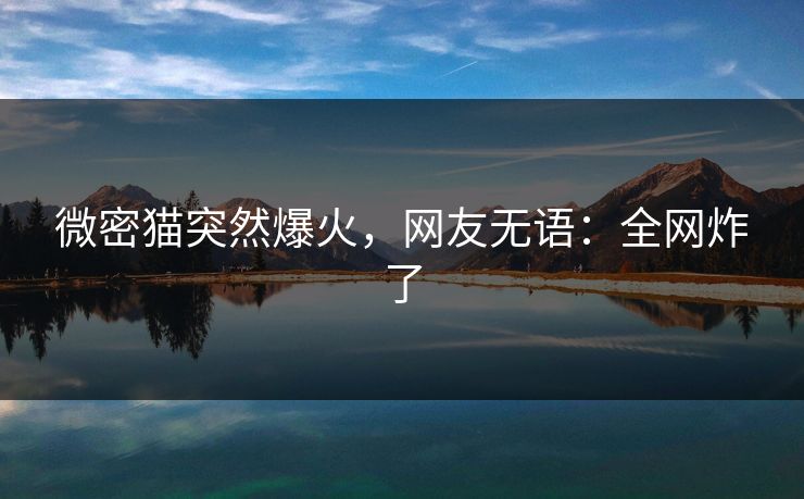 微密猫突然爆火，网友无语：全网炸了