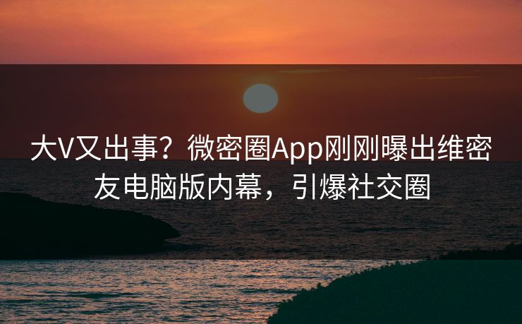 大V又出事？微密圈App刚刚曝出维密友电脑版内幕，引爆社交圈
