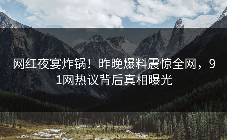 网红夜宴炸锅！昨晚爆料震惊全网，91网热议背后真相曝光