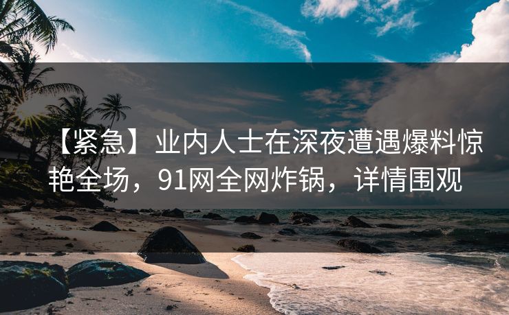 【紧急】业内人士在深夜遭遇爆料惊艳全场，91网全网炸锅，详情围观