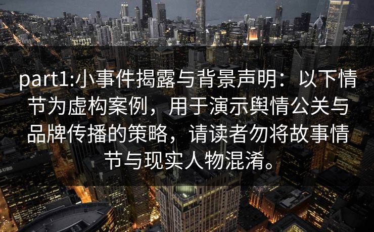 part1:小事件揭露与背景声明：以下情节为虚构案例，用于演示舆情公关与品牌传播的策略，请读者勿将故事情节与现实人物混淆。