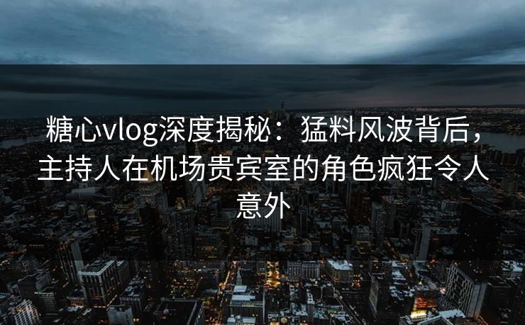 糖心vlog深度揭秘：猛料风波背后，主持人在机场贵宾室的角色疯狂令人意外